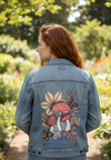 MUSHROOMS MAGIC 1 by CECILIA BATTAINI, printed on a hand-made Unisex Denim Jacket