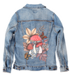 MUSHROOMS MAGIC 1 by CECILIA BATTAINI, printed on a hand-made Unisex Denim Jacket