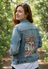 MUSHROOM MAGIC 2 by CECILIA BATTAINI, printed on a hand-made Unisex Denim Jacket