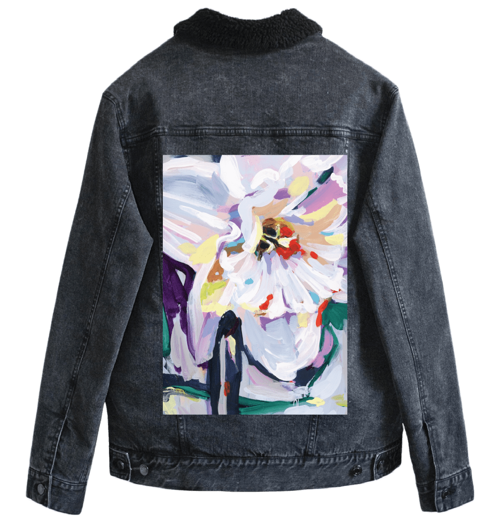 MARCH BIRTH FLOWER by PAIGE FLOTTERUD custom denim jacket by DenimINK