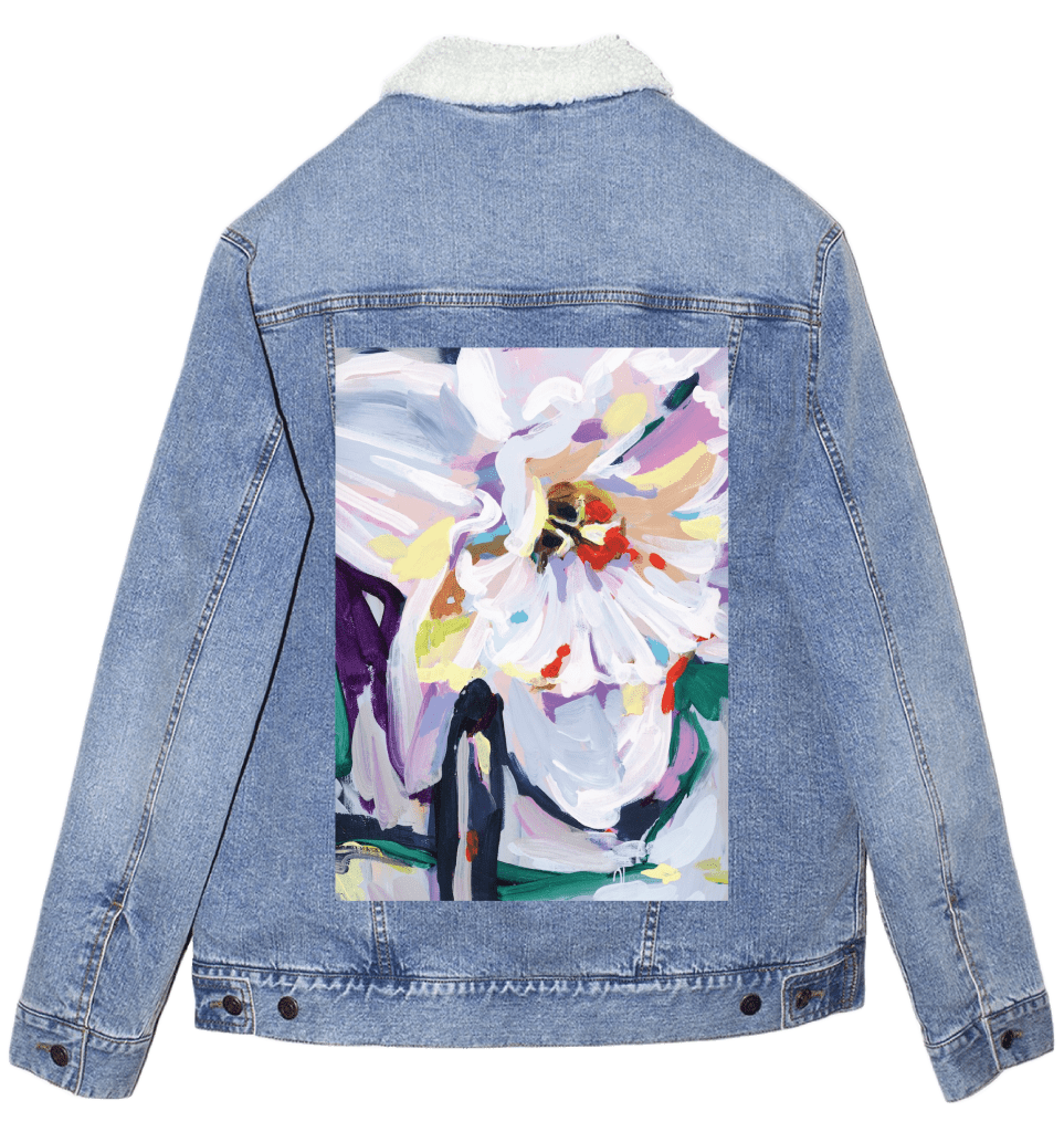 MARCH BIRTH FLOWER by PAIGE FLOTTERUD custom denim jacket by DenimINK