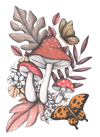 MUSHROOM MAGIC 2 by CECILIA BATTAINI, printed on a hand-made Unisex Denim Jacket