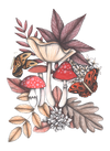 MUSHROOM MAGIC 3 by CECILIA BATTAINI, printed on a hand-made Unisex Denim Jacket