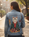 Neko Sushi Bar by Vincent Trinidad, printed on a hand-made Unisex Denim Jacket