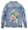 PINK LILIES by CECILIA BATTAINI, printed on a hand-made Unisex Denim Jacket