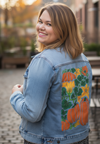 PUMPKIN by KITSCH AND CURATE, digitally printed on a hand-made Unisex Denim Jacket