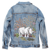 SAFARI RHINO by CECILIA BATTAINI, printed on a hand-made Unisex Denim Jacket
