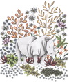 SAFARI RHINO by CECILIA BATTAINI, printed on a hand-made Unisex Denim Jacket