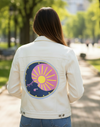 SOLUNA by HEND SHEHATA, digitally printed on a hand-made Unisex Denim Jacket