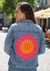 SUNBURST by HEND SHEHATA, digitally printed on a hand-made Unisex Denim Jacket