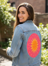 SUNBURST by HEND SHEHATA, digitally printed on a hand-made Unisex Denim Jacket