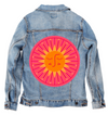 SUNBURST by HEND SHEHATA, digitally printed on a hand-made Unisex Denim Jacket