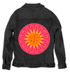 SUNBURST by HEND SHEHATA, digitally printed on a hand-made Unisex Denim Jacket