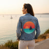Sundowners by Grant Shepley, printed on a hand-made Unisex Denim Jacket