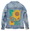 SUNFLOWER by KITSCH AND CURATE, digitally printed on a hand-made Unisex Denim Jacket