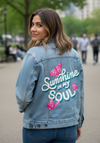 SUNSHINE IN MY SOUL by INDYSIGN, printed on a hand-made Unisex Denim Jacket