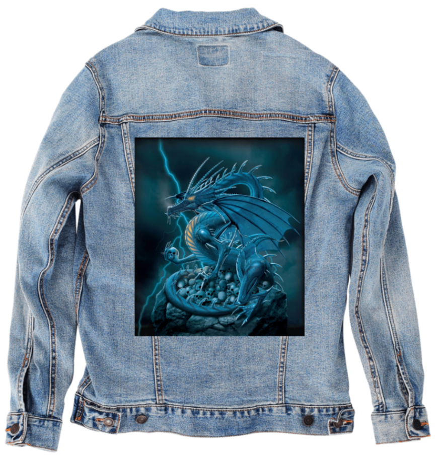 ABOLISHER by VINCENT HIE, digitally printed on DENIM products: throw pillows, aprons, table place mats, and hand-made Unisex Denim Jackets in 3 color choices