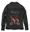 Shrimp Riding a Bicycle by Amelie Legault Unisex Denim Jacket