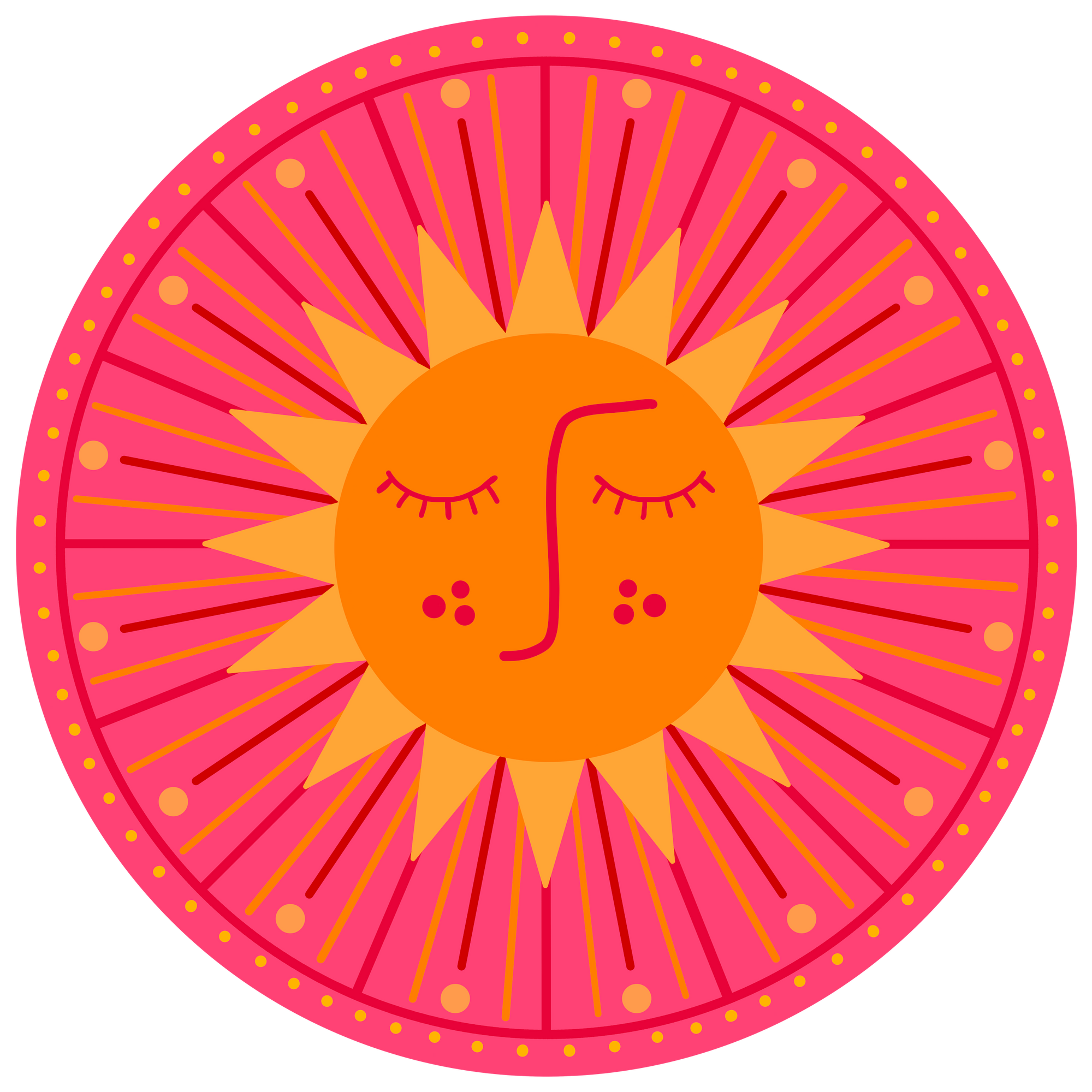 SUNBURST by HEND SHEHATA, digitally printed on DENIM products: throw pillows, aprons, table place mats, and hand-made Unisex Denim Jackets in 3 color choices