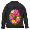 TROPICAL PARADISE BUTTERFLY by INDYSIGN, printed on a hand-made Unisex Denim Jacket