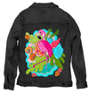 TROPICAL PARADISE FLAMINGO by INDYSIGN, printed on a hand-made Unisex Denim Jacket