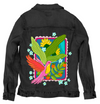TROPICAL PARADISE HUMMINGBIRD by INDYSIGN, printed on a hand-made Unisex Denim Jacket