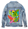 TROPICAL PARADISE HUMMINGBIRD by INDYSIGN, printed on a hand-made Unisex Denim Jacket