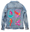 TROPICAL PARADISE by INDYSIGN, printed on a hand-made Unisex Denim Jacket