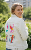 TROPICAL PARADISE by INDYSIGN, printed on a hand-made Unisex Denim Jacket