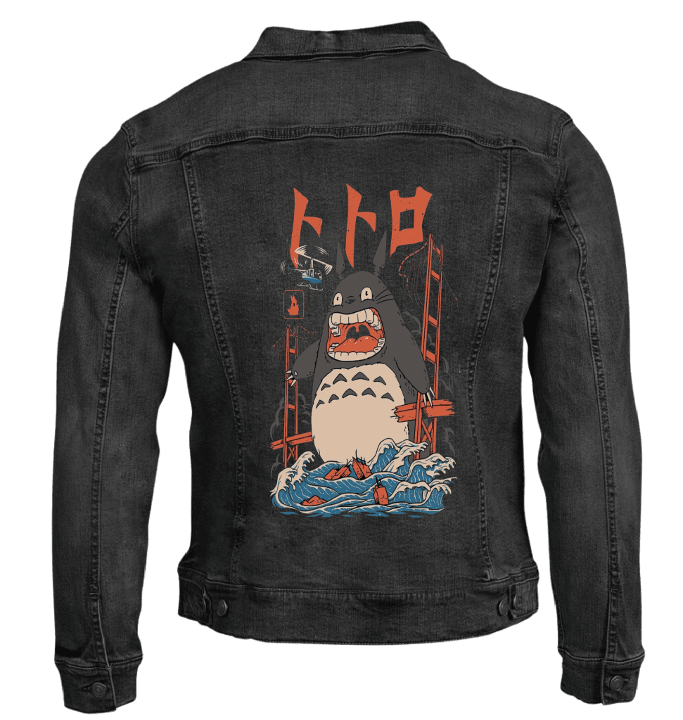 THE NEIGHBOR'S ATTACK by VINCENT TRINIDAD custom denim jacket by DenimINK