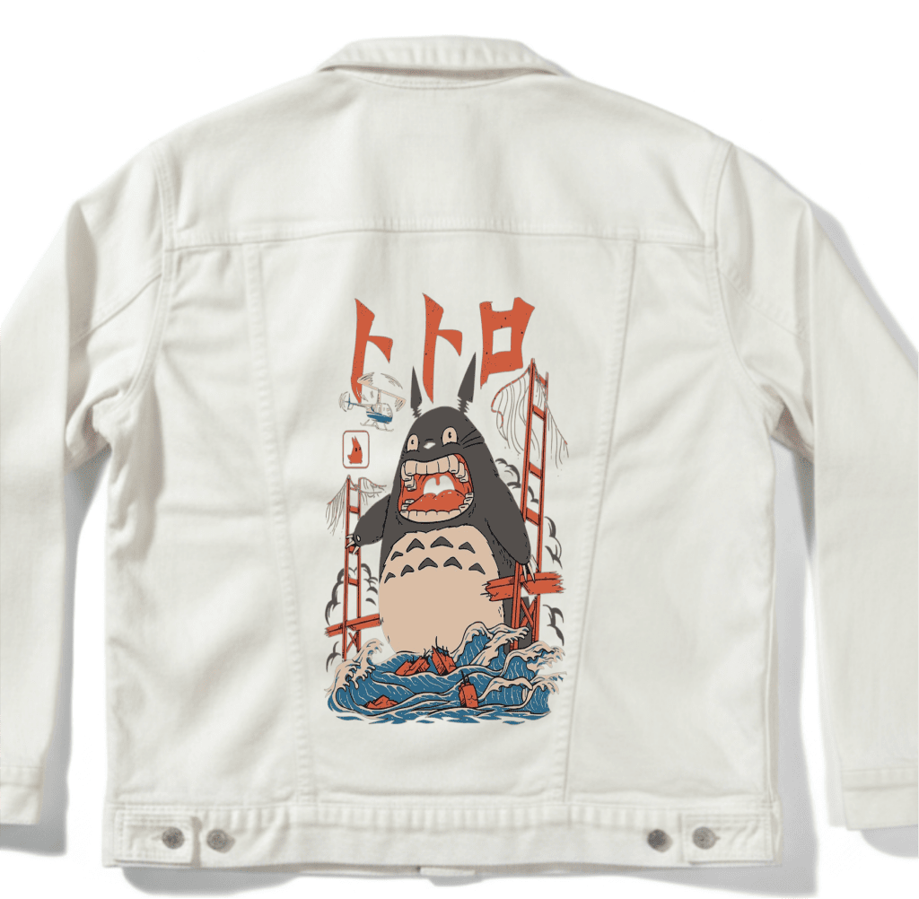 THE NEIGHBOR'S ATTACK by VINCENT TRINIDAD custom denim jacket by DenimINK