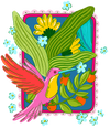 TROPICAL PARADISE HUMMINGBIRD by INDYSIGN, printed on a hand-made Unisex Denim Jacket