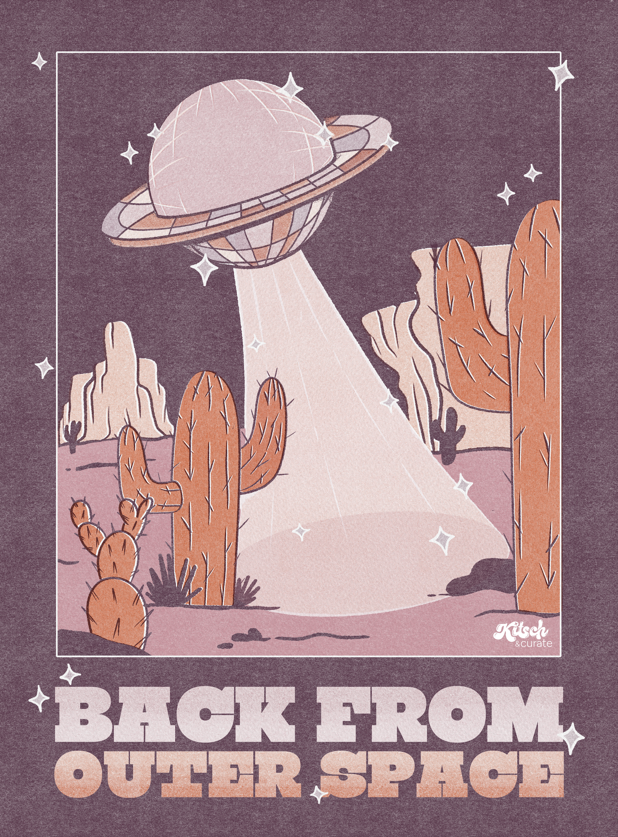 UFO SPACE PURPLE by KITSCH AND CURATE, digitally printed on DENIM products: throw pillows, aprons, table place mats, and hand-made Unisex Denim Jackets in 3 color choices