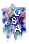 USA ABSTRACT by RAMIR DESIGNS, digitally printed on a hand-made Unisex Denim Jacket