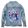 USA ABSTRACT by RAMIR DESIGNS, digitally printed on a hand-made Unisex Denim Jacket