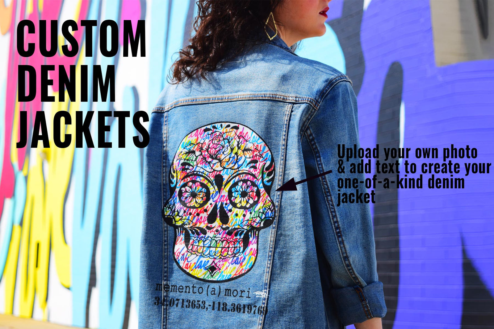 Shop Printed Blue Denim Jacket Online