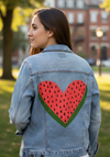 WATERMELON HEART by HEND SHEHATA, digitally printed on a hand-made Unisex Denim Jacket