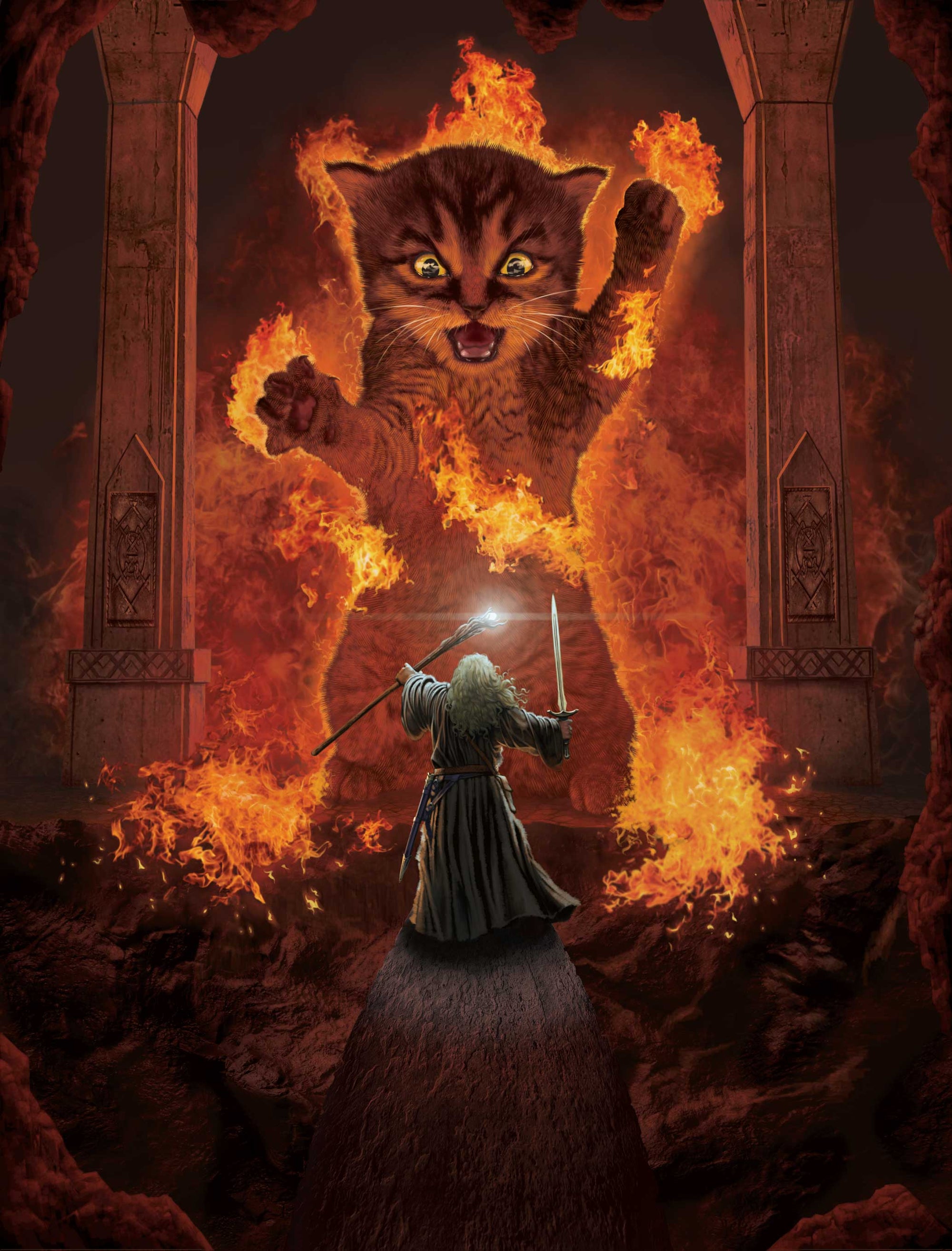 YOU SHALL NOT PASS! by VINCENT HIE, digitally printed on DENIM products: throw pillows, aprons, table place mats, and hand-made Unisex Denim Jackets in 3 color choices