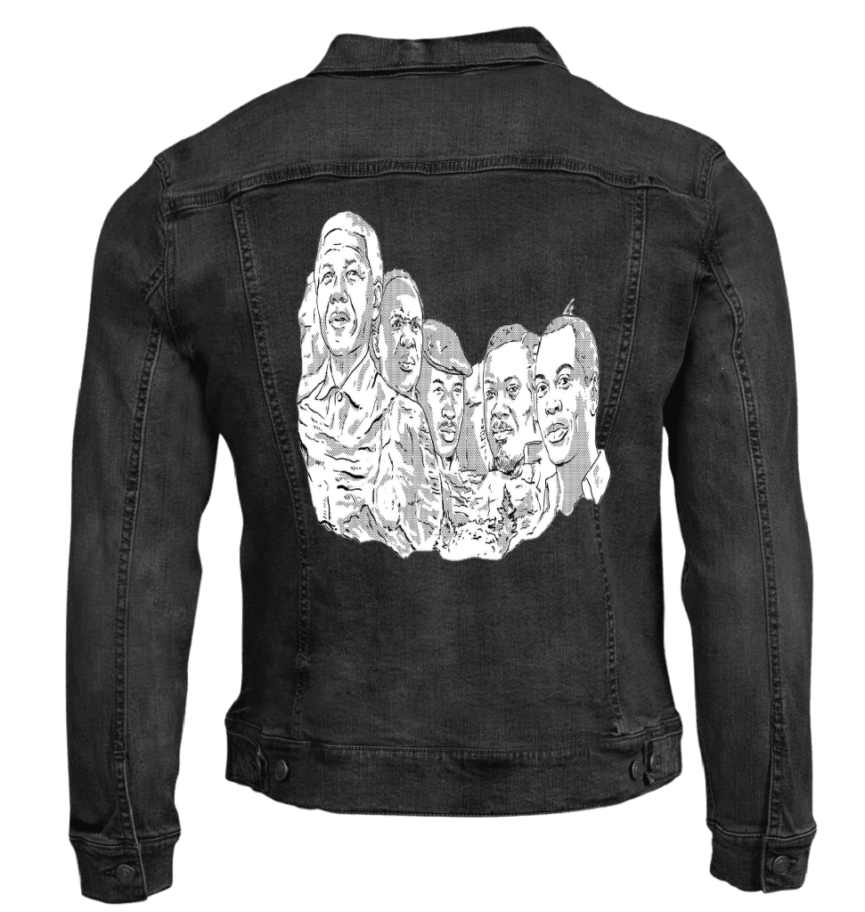 AFRICA MOUNT RUSHMORE, by THE NYGERIANS custom denim jacket by DenimINK