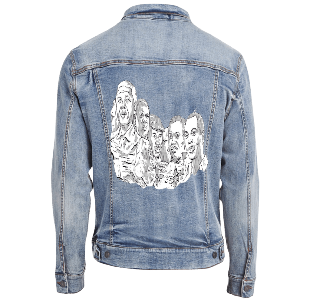 AFRICA MOUNT RUSHMORE, by THE NYGERIANS custom denim jacket by DenimINK
