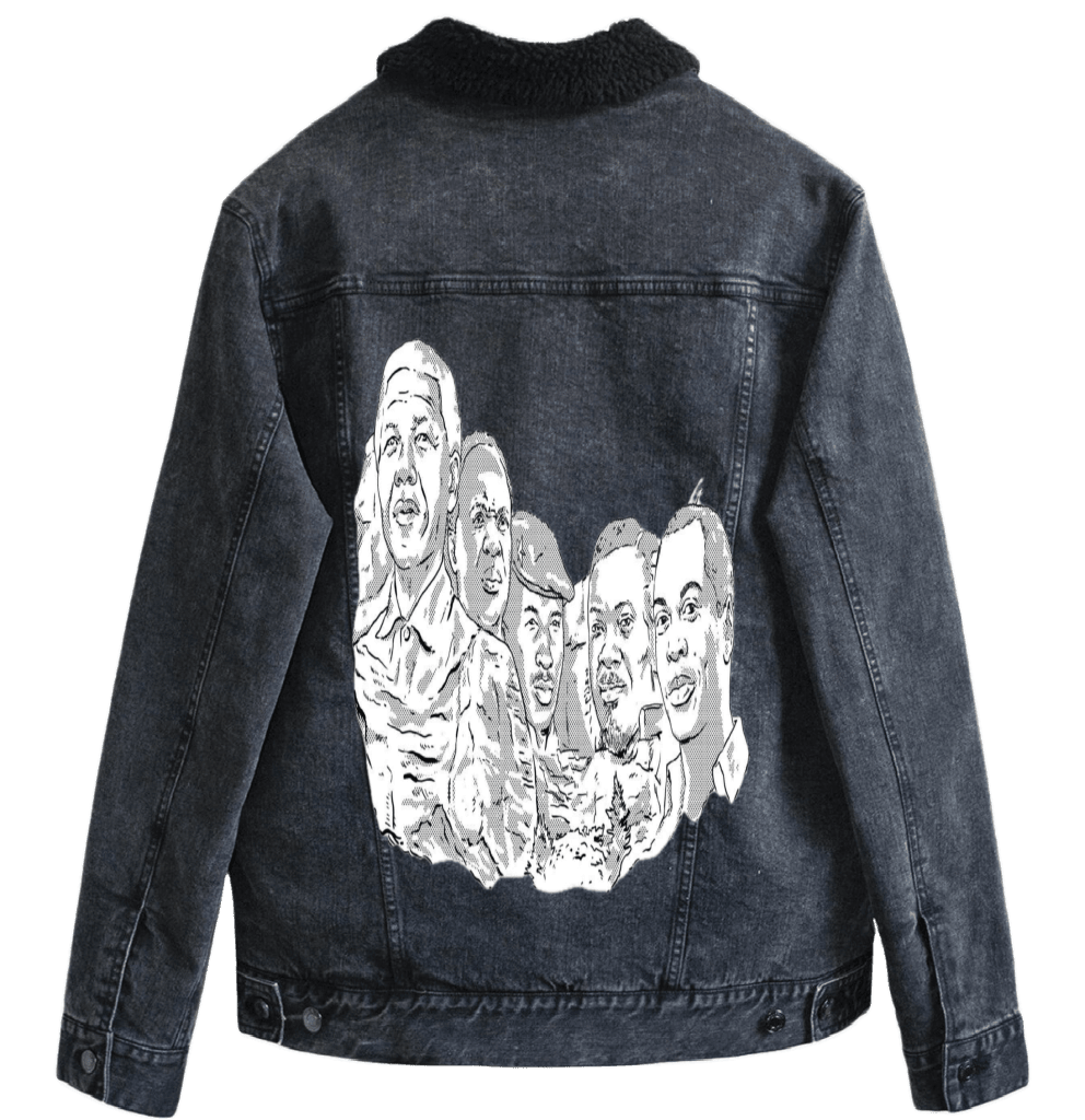 AFRICA MOUNT RUSHMORE, by THE NYGERIANS custom denim jacket by DenimINK