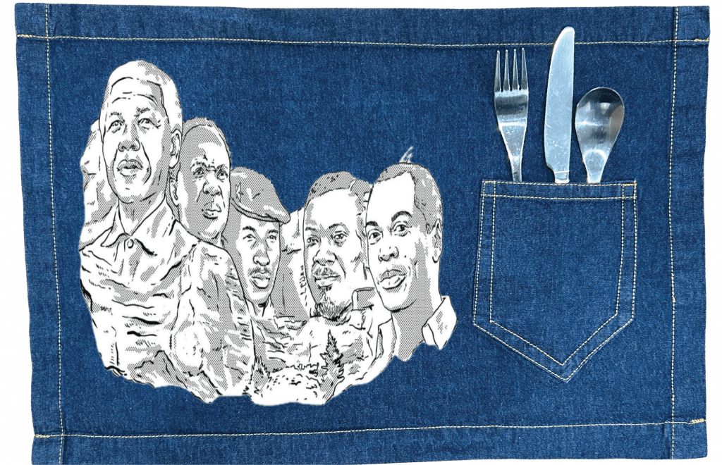 AFRICA MOUNT RUSHMORE, by THE NYGERIANS custom denim jacket by DenimINK