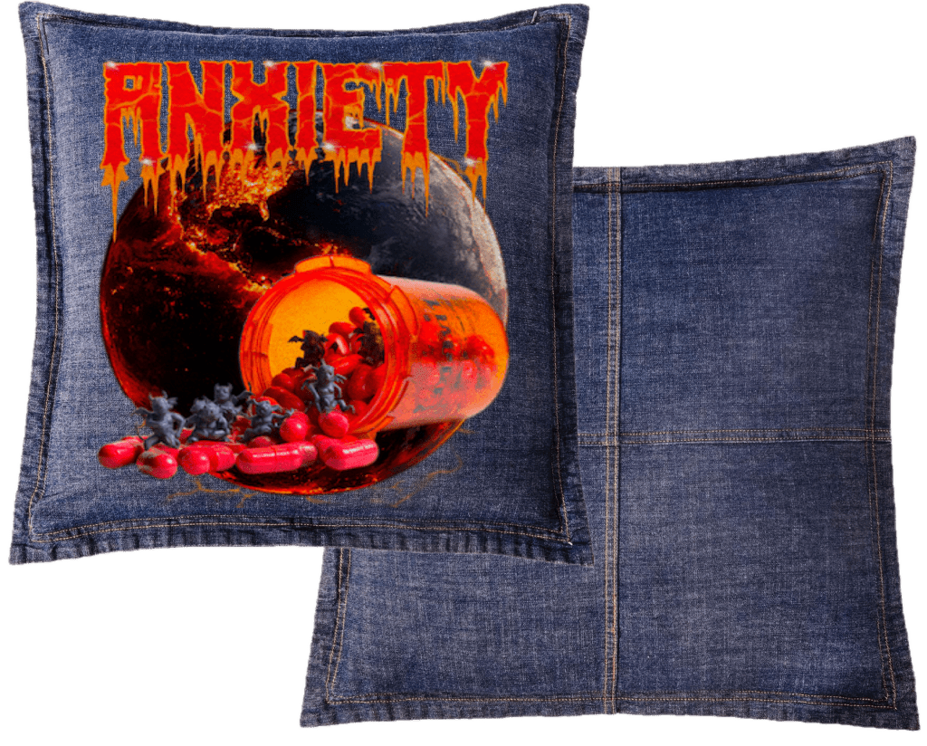 ANXIETY by DeROUCHE DESIGNS custom denim jacket by DenimINK