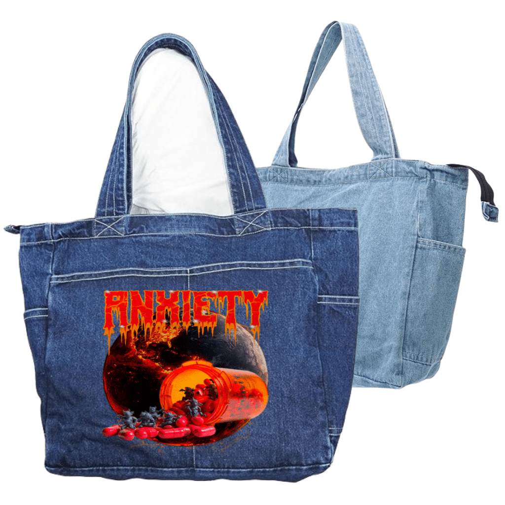 ANXIETY by DeROUCHE DESIGNS custom denim jacket by DenimINK