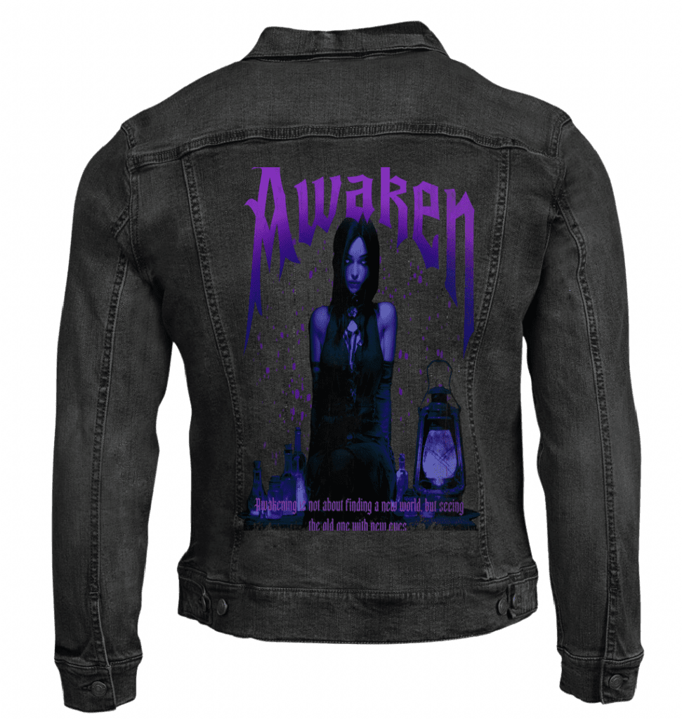 AWAKEN by DeROUCHE DESIGNS custom denim jacket by DenimINK