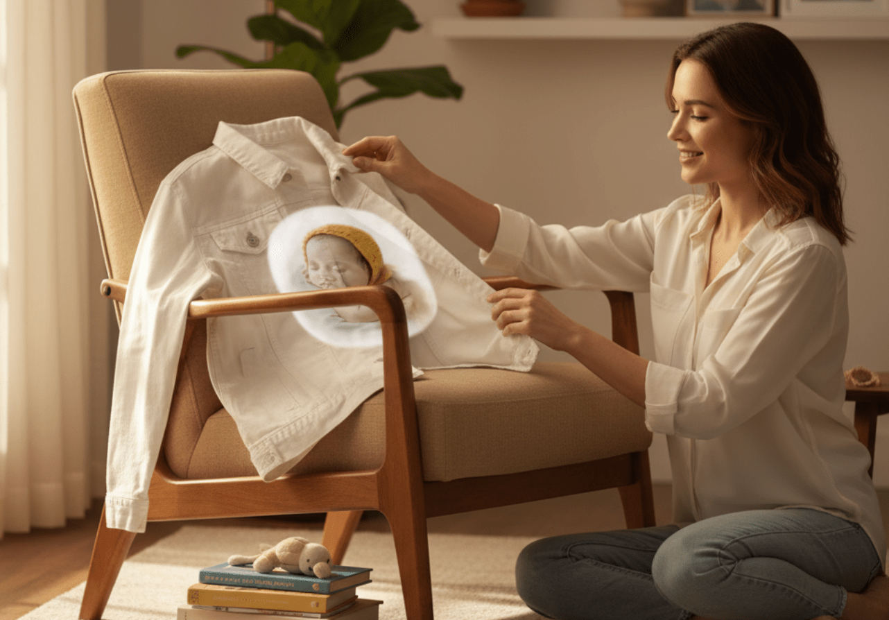 BABY YELLOW HAT by RaMir DESIGNS,printed by DenimINK on hand-crafted Denim Jackets and other denim products and other denim products: tote bags, throw pillows, table place mats, aprons