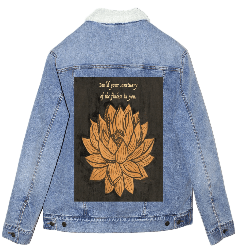 BE YOUR OWN SANCTUARY by CANVAS and QUOTATIONS custom denim jacket by DenimINK