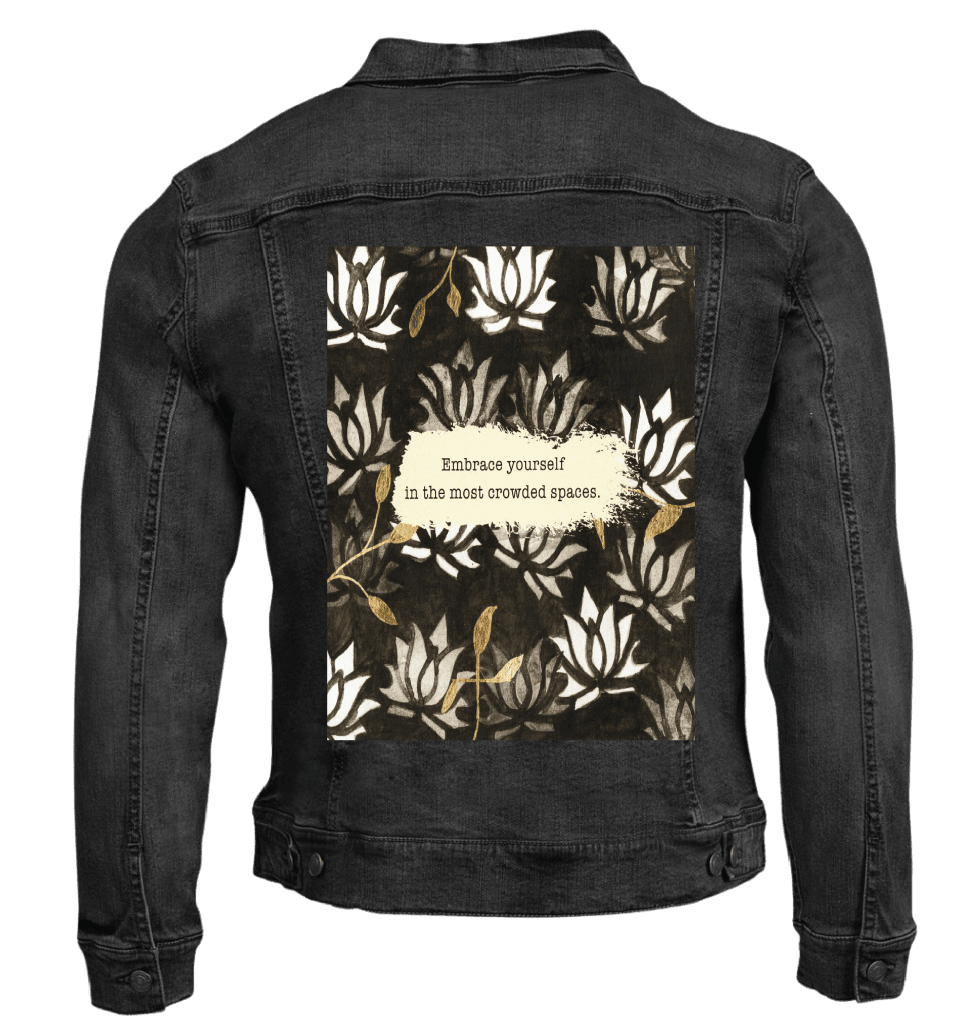 BE YOURSELF by CANVAS and QUOTATIONS custom denim jacket by DenimINK