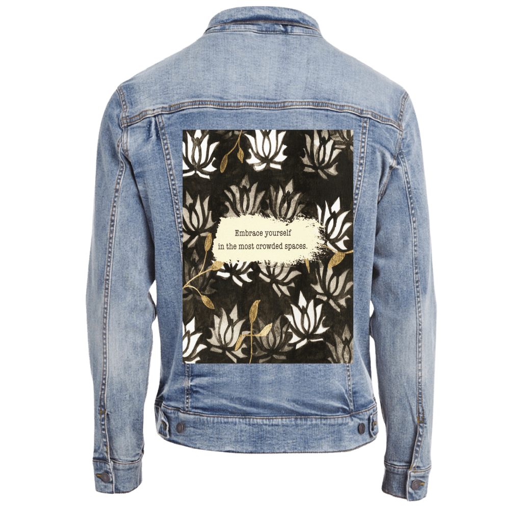 BE YOURSELF by CANVAS and QUOTATIONS custom denim jacket by DenimINK