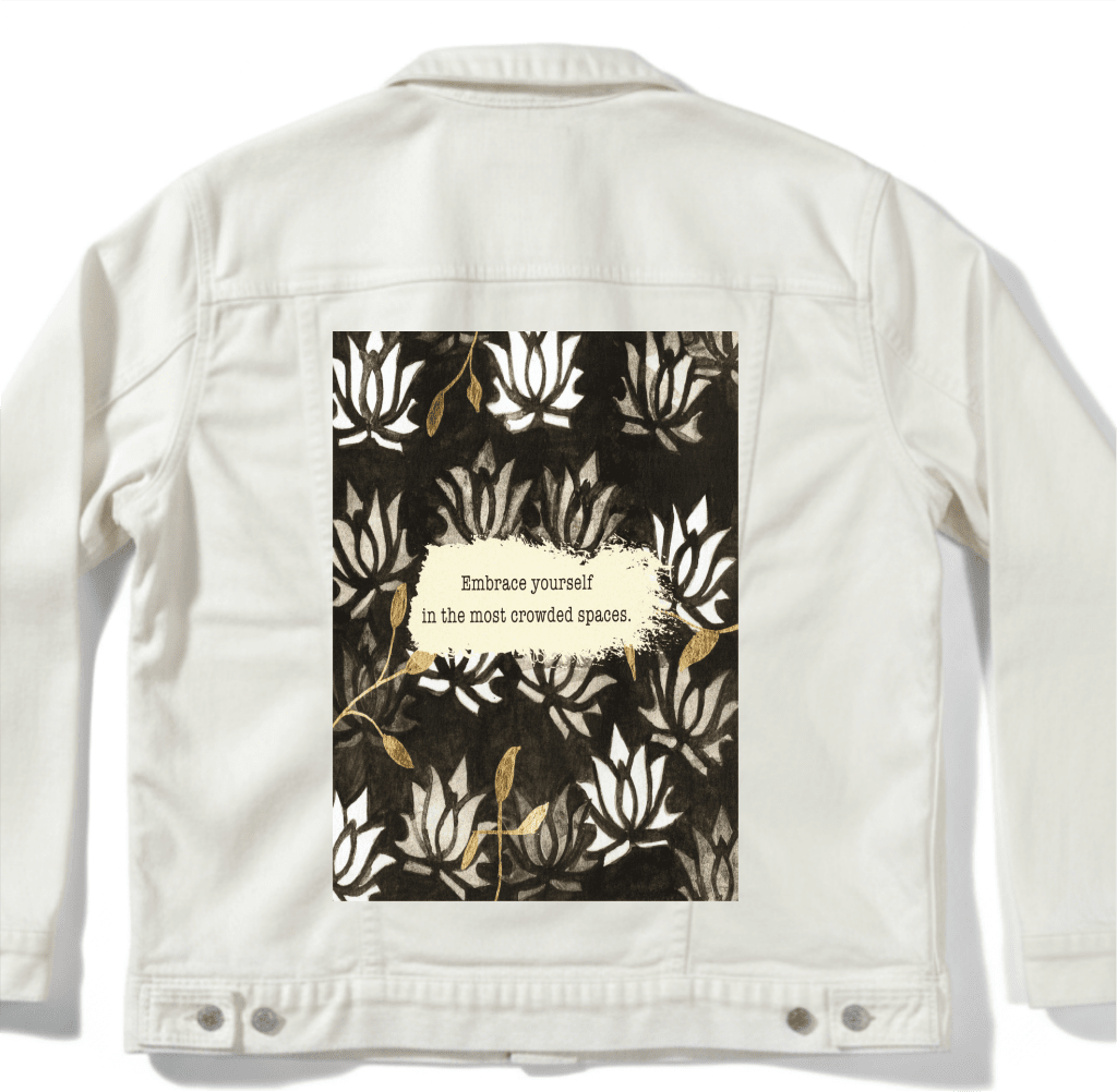 BE YOURSELF by CANVAS and QUOTATIONS custom denim jacket by DenimINK